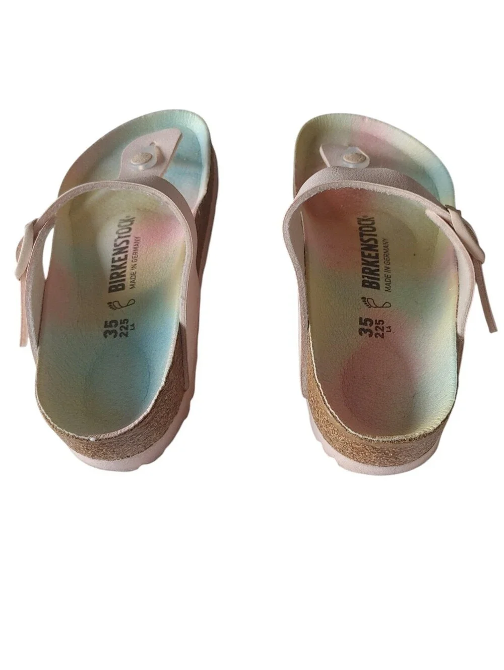 Girls BIRKENSTOCK Rose Rainbow Cotton Candy Gizeh Vegan Nubuck Sandals